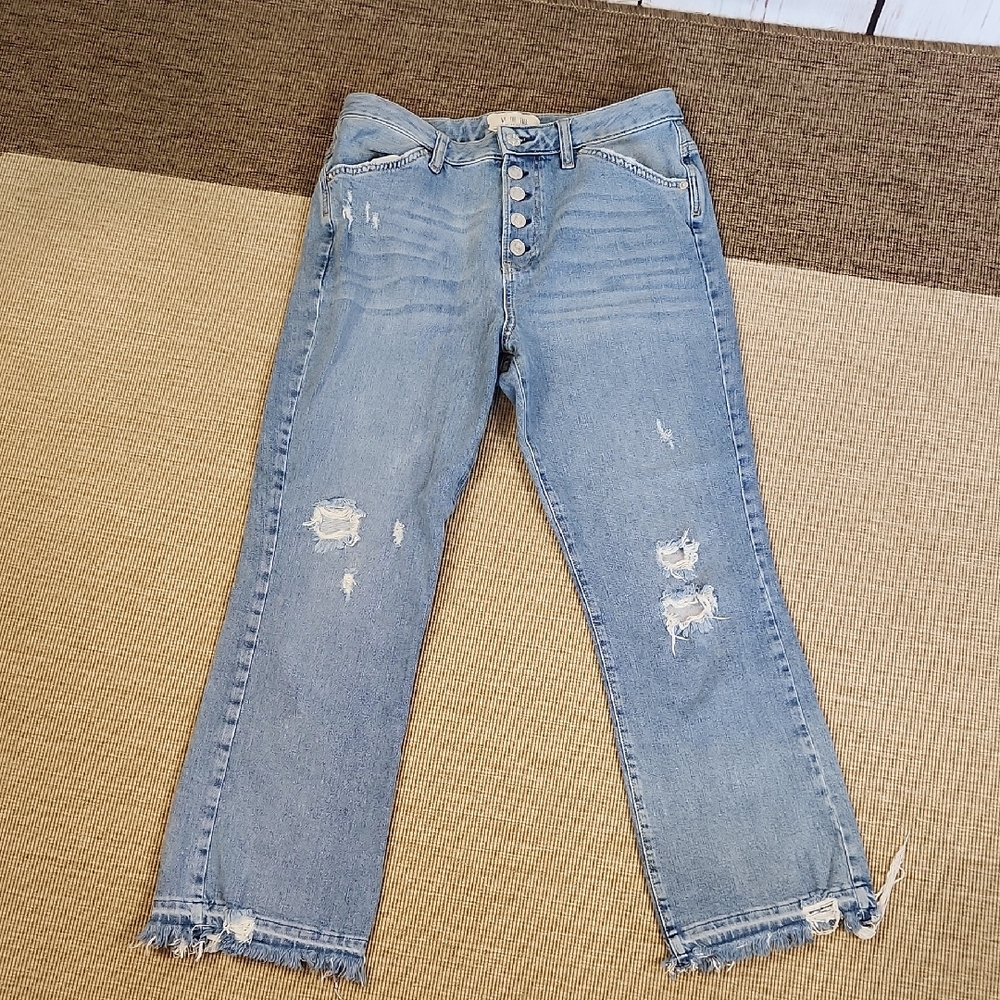 Free People We The Free Button Fly Distressed Jeans 29